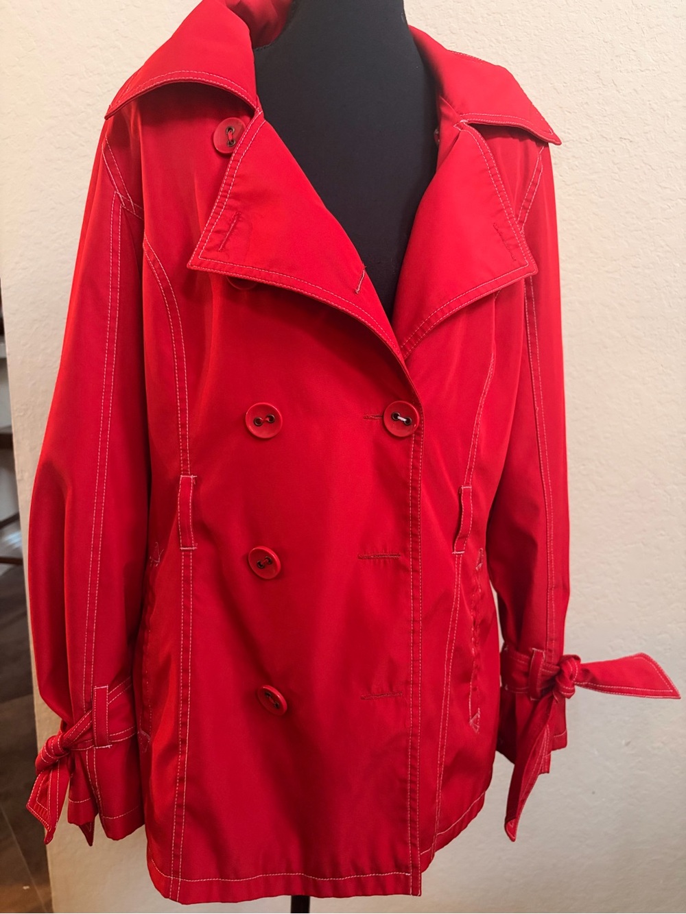 jonathan martin Red and Brown Polka Dot Lined Coat